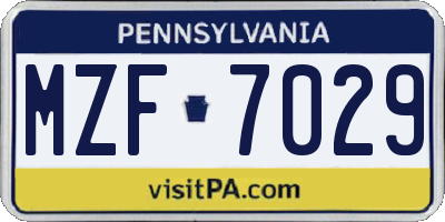 PA license plate MZF7029