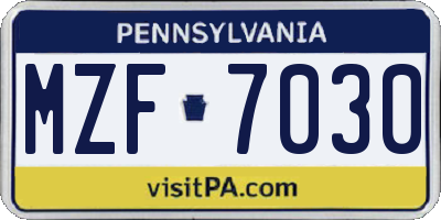 PA license plate MZF7030