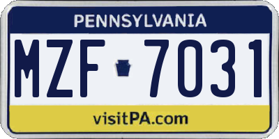 PA license plate MZF7031