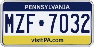 PA license plate MZF7032