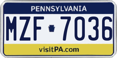PA license plate MZF7036