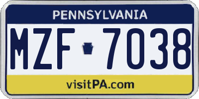 PA license plate MZF7038
