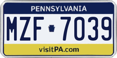 PA license plate MZF7039