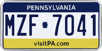 PA license plate MZF7041