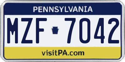 PA license plate MZF7042