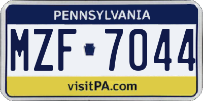 PA license plate MZF7044