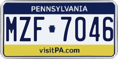 PA license plate MZF7046