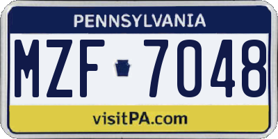 PA license plate MZF7048