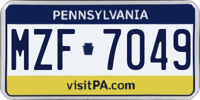 PA license plate MZF7049