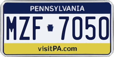 PA license plate MZF7050