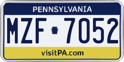 PA license plate MZF7052