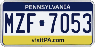 PA license plate MZF7053
