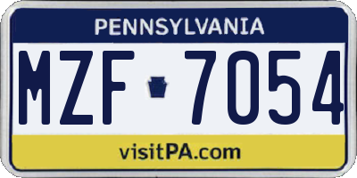 PA license plate MZF7054