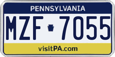 PA license plate MZF7055