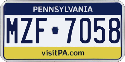 PA license plate MZF7058
