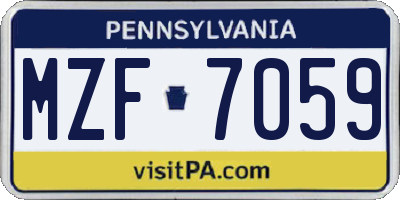 PA license plate MZF7059