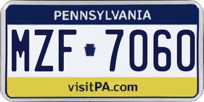PA license plate MZF7060