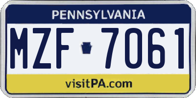PA license plate MZF7061