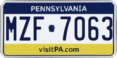 PA license plate MZF7063