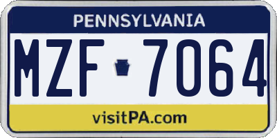 PA license plate MZF7064
