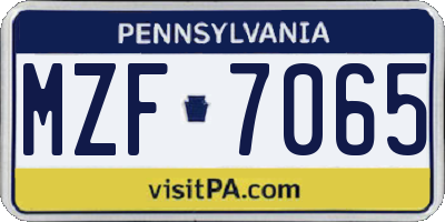 PA license plate MZF7065