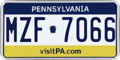PA license plate MZF7066