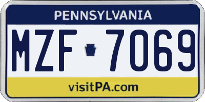 PA license plate MZF7069