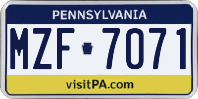 PA license plate MZF7071