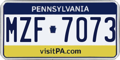 PA license plate MZF7073