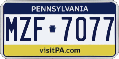 PA license plate MZF7077