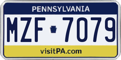 PA license plate MZF7079