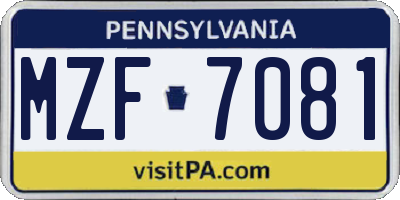 PA license plate MZF7081