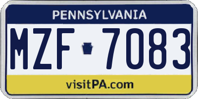 PA license plate MZF7083