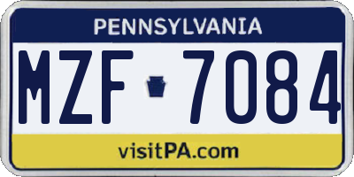 PA license plate MZF7084