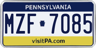 PA license plate MZF7085