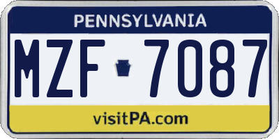 PA license plate MZF7087