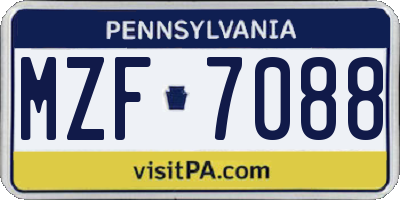 PA license plate MZF7088