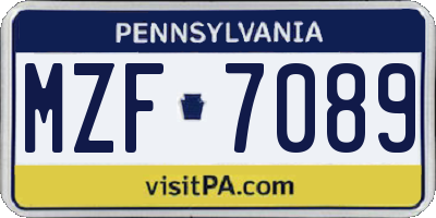 PA license plate MZF7089