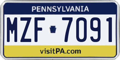 PA license plate MZF7091