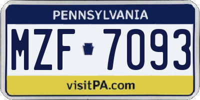 PA license plate MZF7093