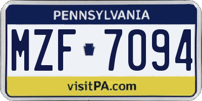 PA license plate MZF7094