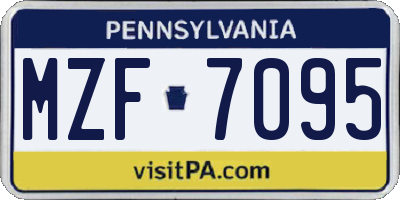 PA license plate MZF7095