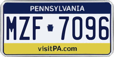 PA license plate MZF7096