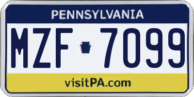 PA license plate MZF7099