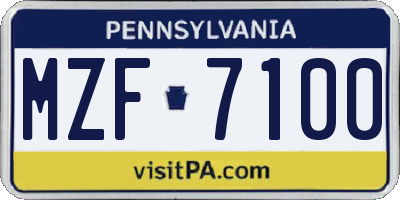 PA license plate MZF7100
