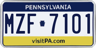 PA license plate MZF7101