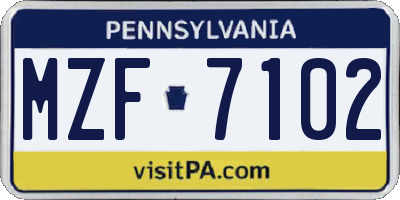 PA license plate MZF7102