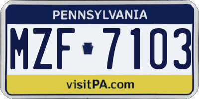 PA license plate MZF7103