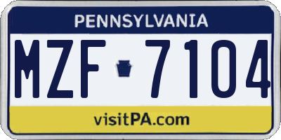 PA license plate MZF7104
