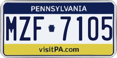PA license plate MZF7105